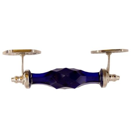 Navy Blue Cut Glass Silver Big Dresser Handle